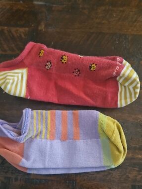 Women's No-Show Sock Duo - Red & Lavender Colorblock